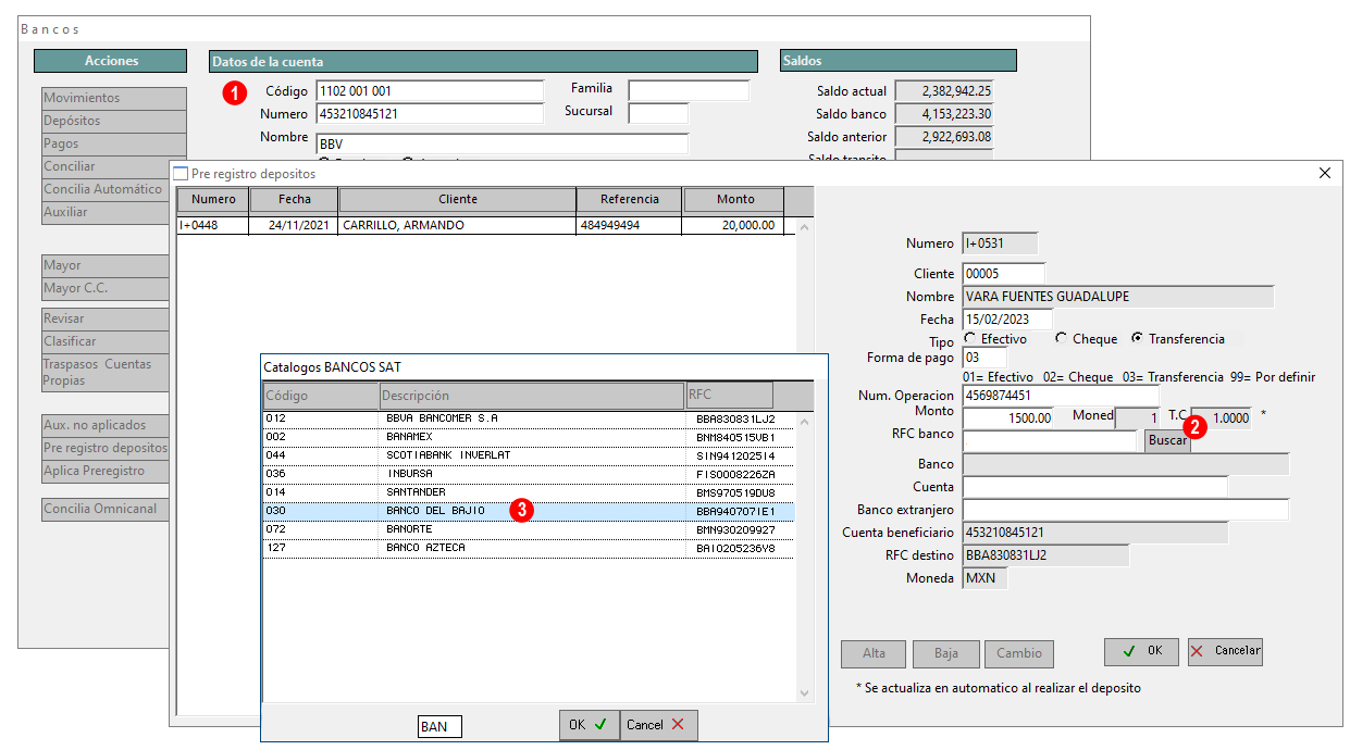 Catálogo de bancos SAT para preregistro Proscai